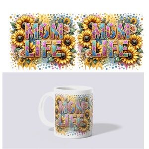 Floral 'Mom Life' White Mug